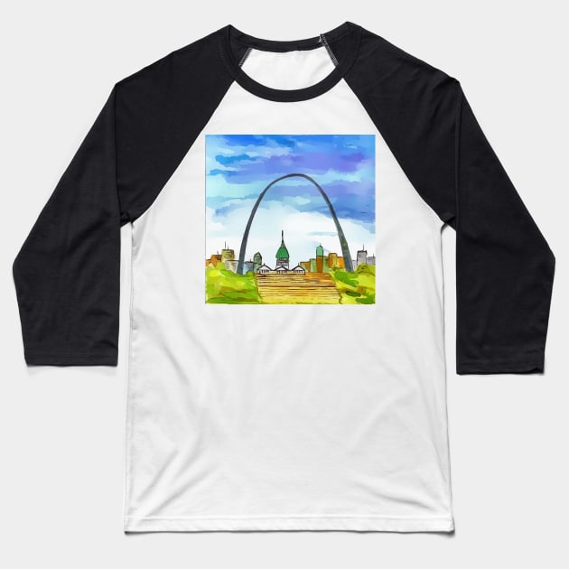 Saint Louis Arch Baseball T-Shirt by WelshDesigns